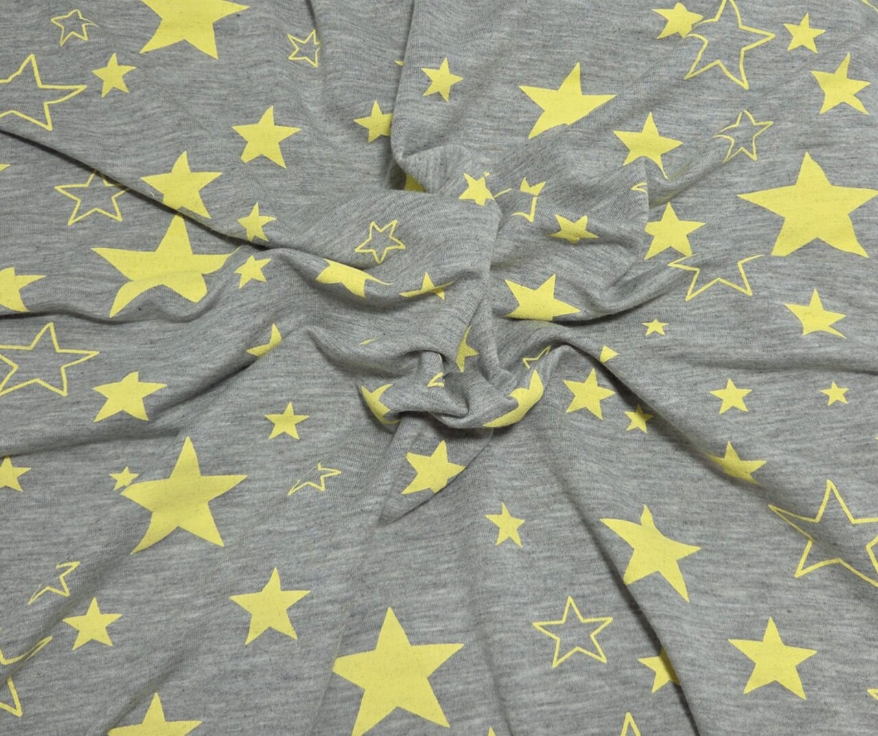 1 Yard Yellow Star Heather Gray French Terry Fabric For Loungewear Hoodies Babywear Pajamas Crafts Sewing